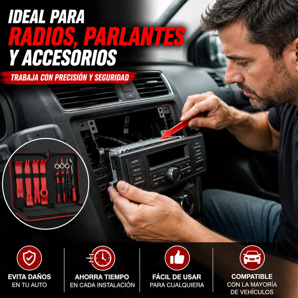 KIT DESMONTAJE TOTAL PRO   Desmonta paneles sin rayar ni dañar tu auto