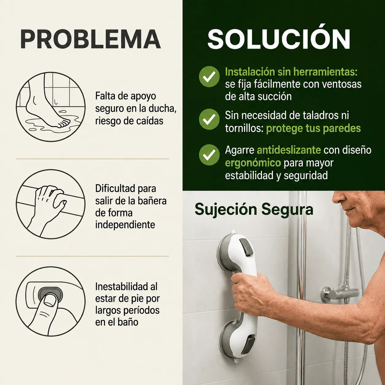 SOPORTE DE SEGURIDAD HELPING HANDLE™   Un punto de apoyo para tu baño