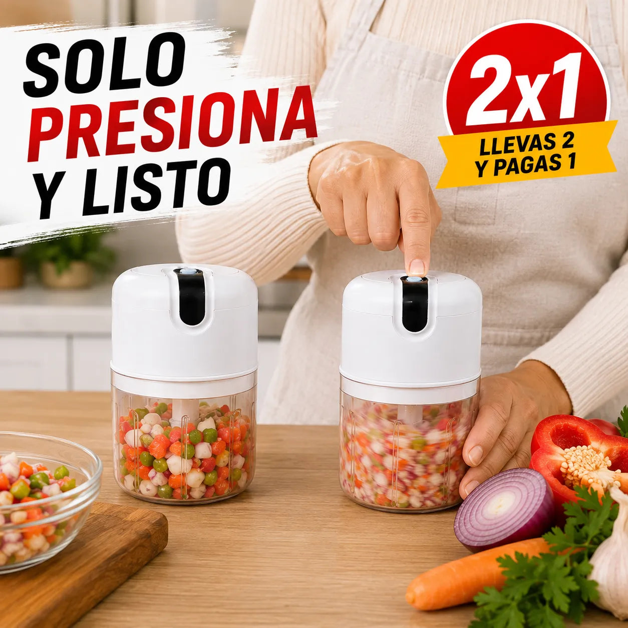 PICADORA QUICK CHEF  Pica tus ingredientes rápido y sin esfuerzo - APROVECHA LA OFERTA 2x1