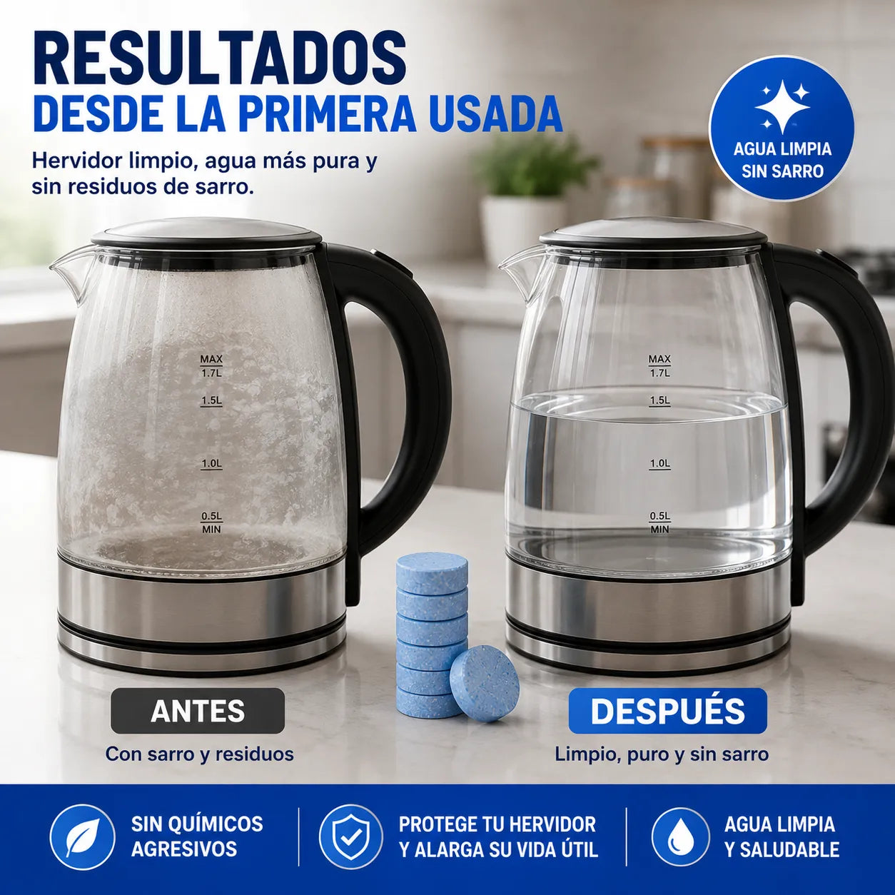 Pastillas SARRO CLEAN   Elimina el sarro de tu hervidor y toma agua limpia