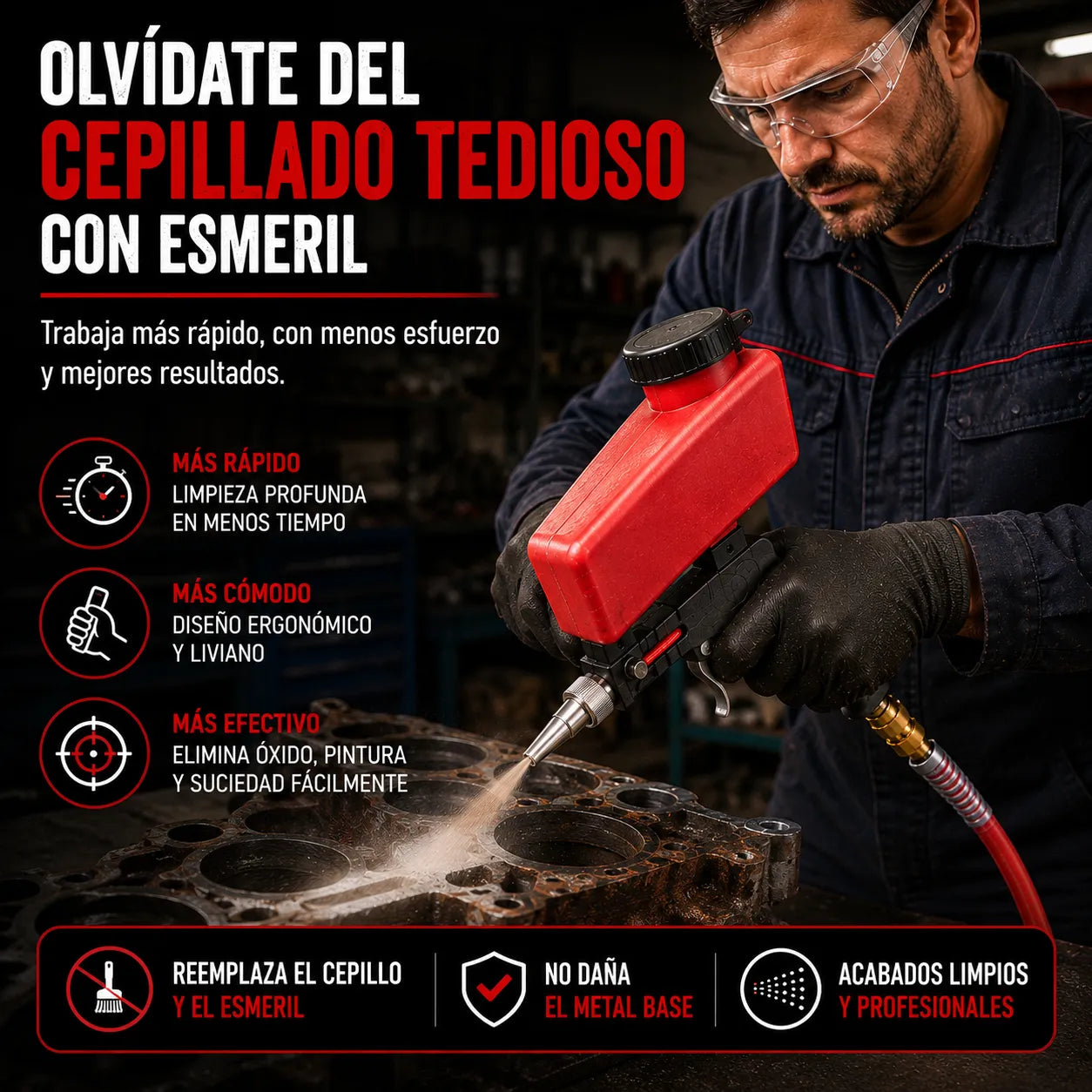 PISTOLA METALCLEAN™ Remueve oxido, restos de pintura y suciedad fácilmente
