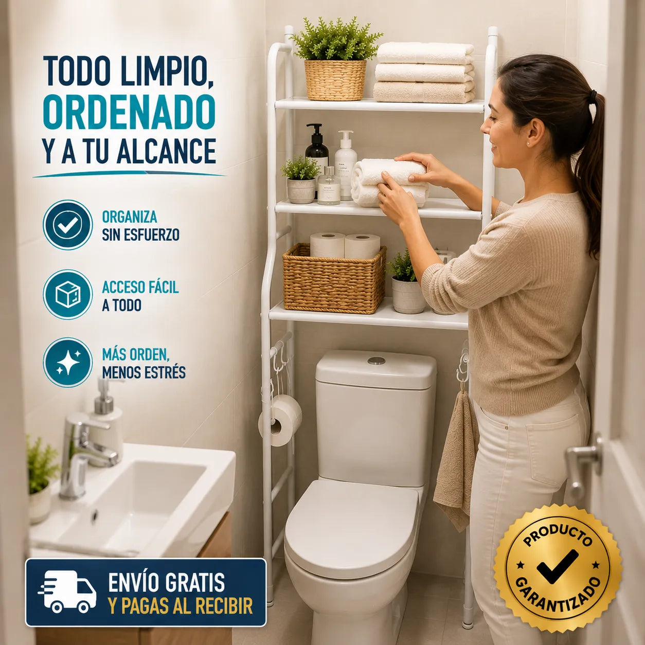 ESTANTERÍA HOGARPLUS - Más orden y espacio en baños pequeños