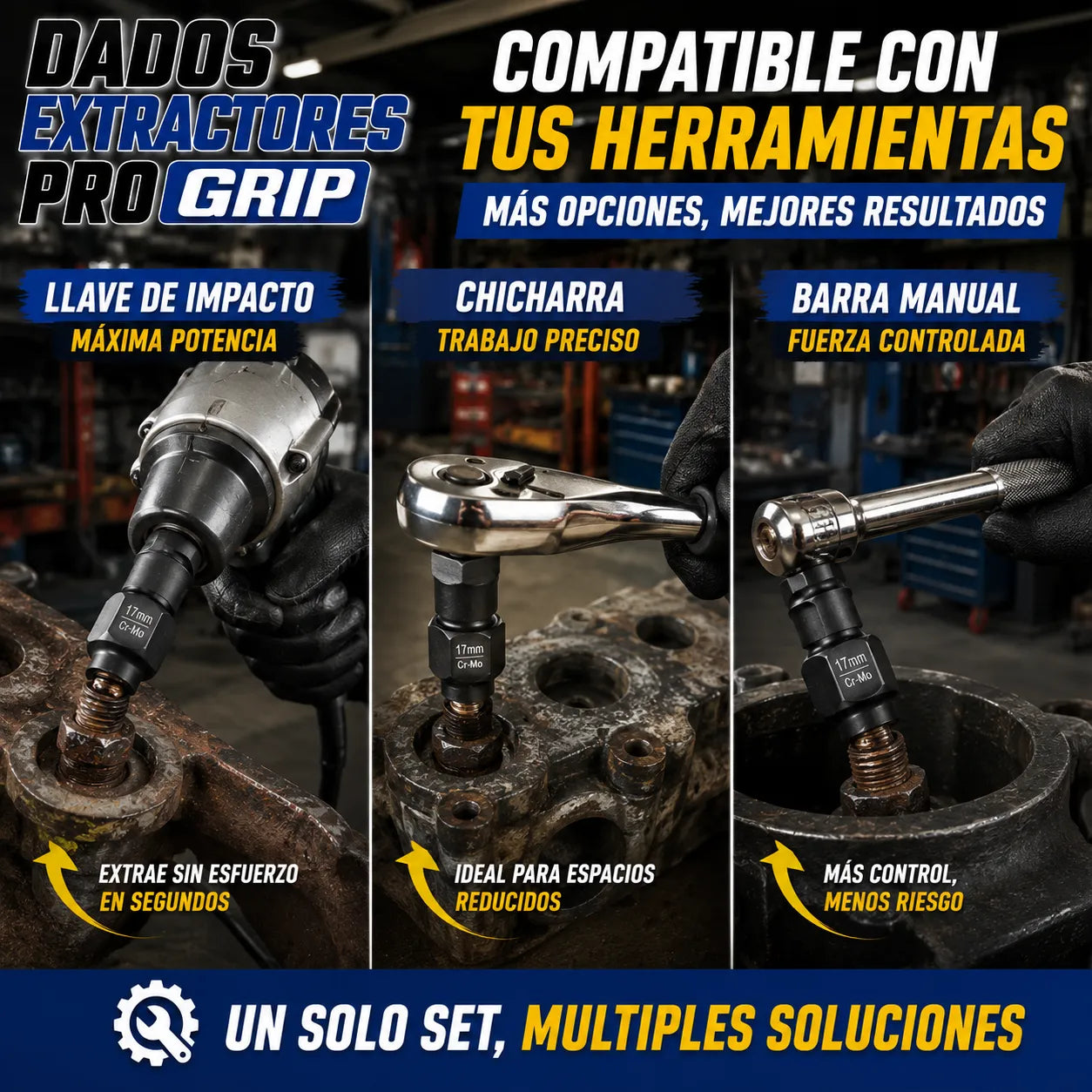 DADOS EXTRACTORES PRO GRIP   Saca pernos dañados de forma segura en segundos