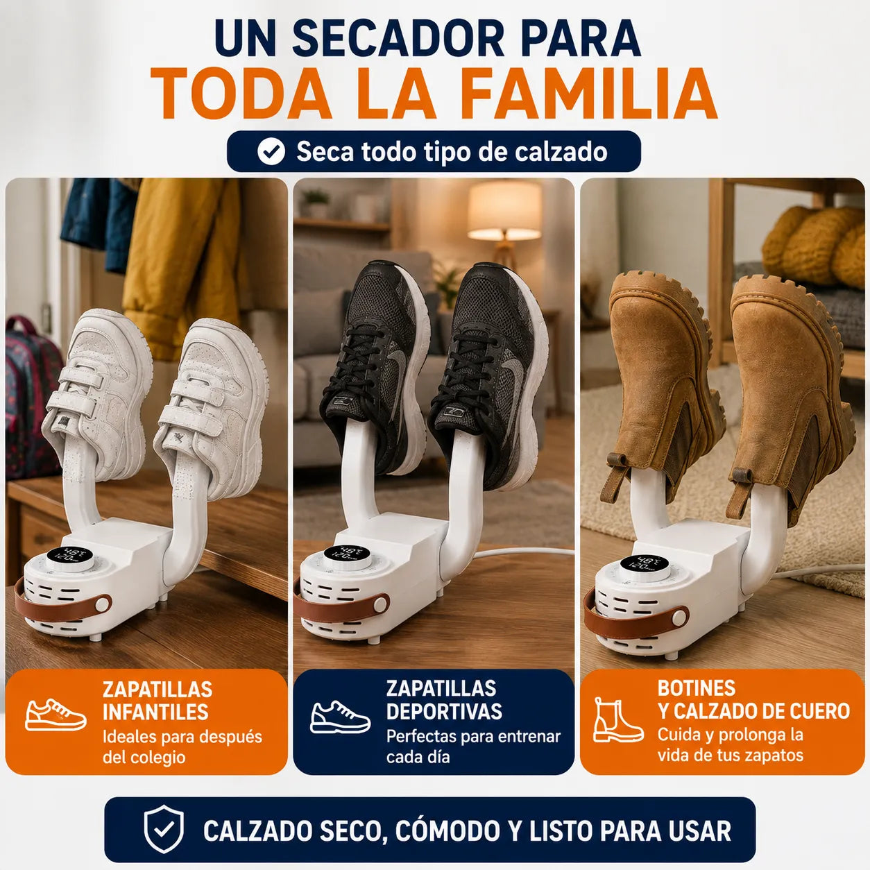 SECADOR TERMOSTEP PRO   Seca tu calzado y déjalo listo para volver a usar en minutos.