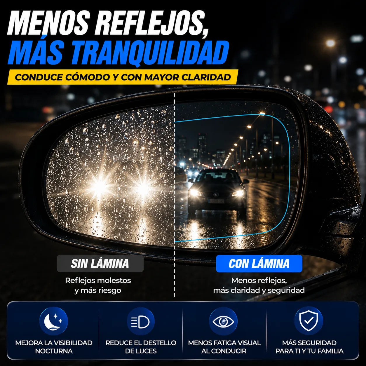 LAMINA VISION TOTAL   Mantén tus espejos visibles incluso bajo lluvia intensa