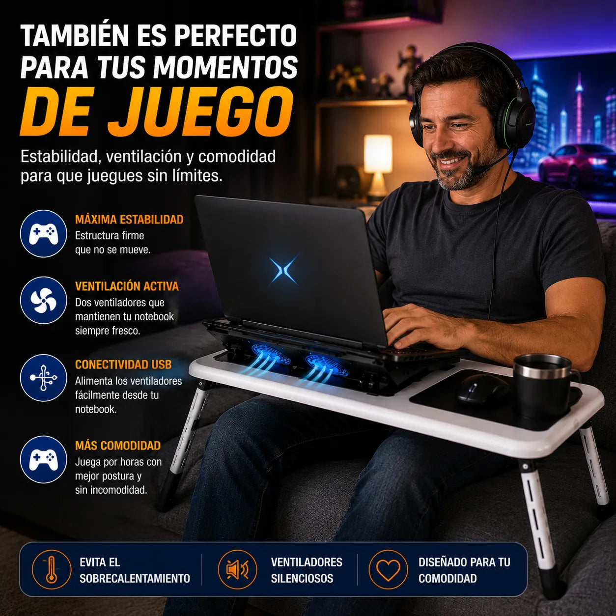 ESCRITORIO PRO FLEX    Trabaja, estudia y juega cómodamente donde quieras