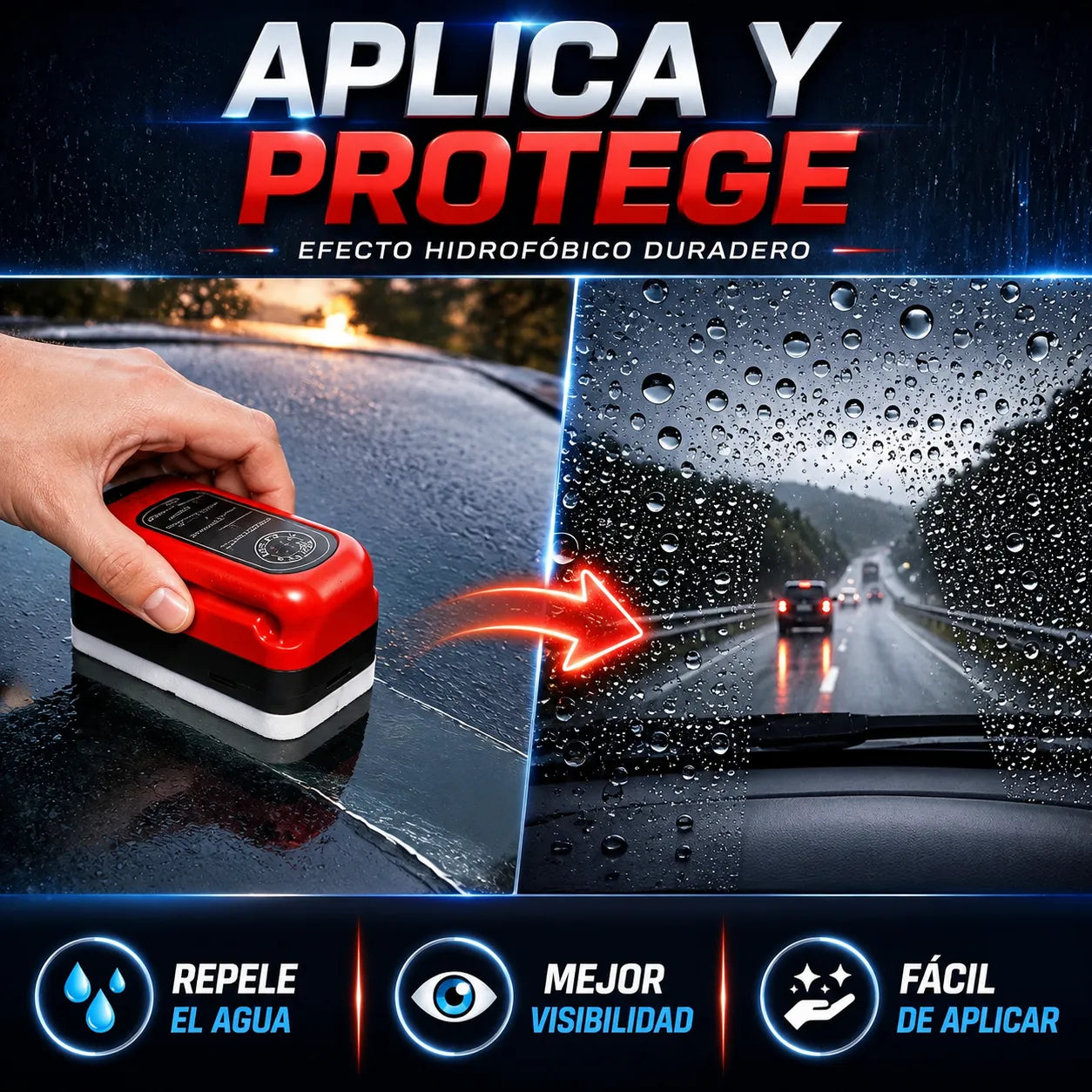 HYDRO SHIELD®   Recubrimiento Hidrofóbico para Parabrisas (PACK DE 4 UNIDADES)