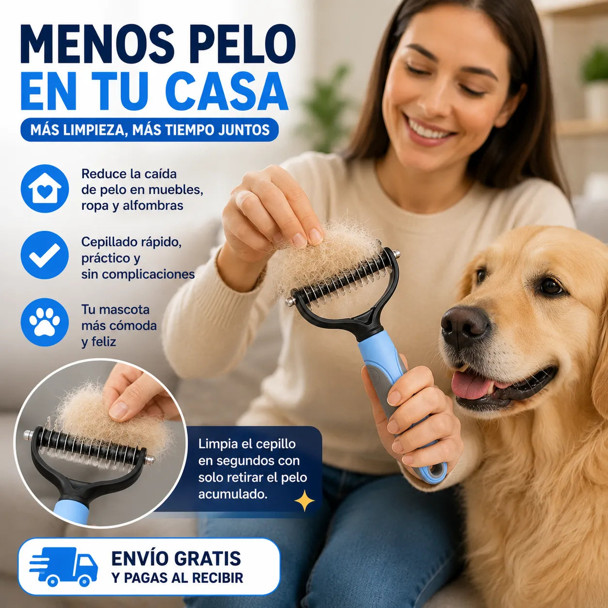 CEPILLO PET CARE  Remueve nudos de tu mascota sin causarle dolor