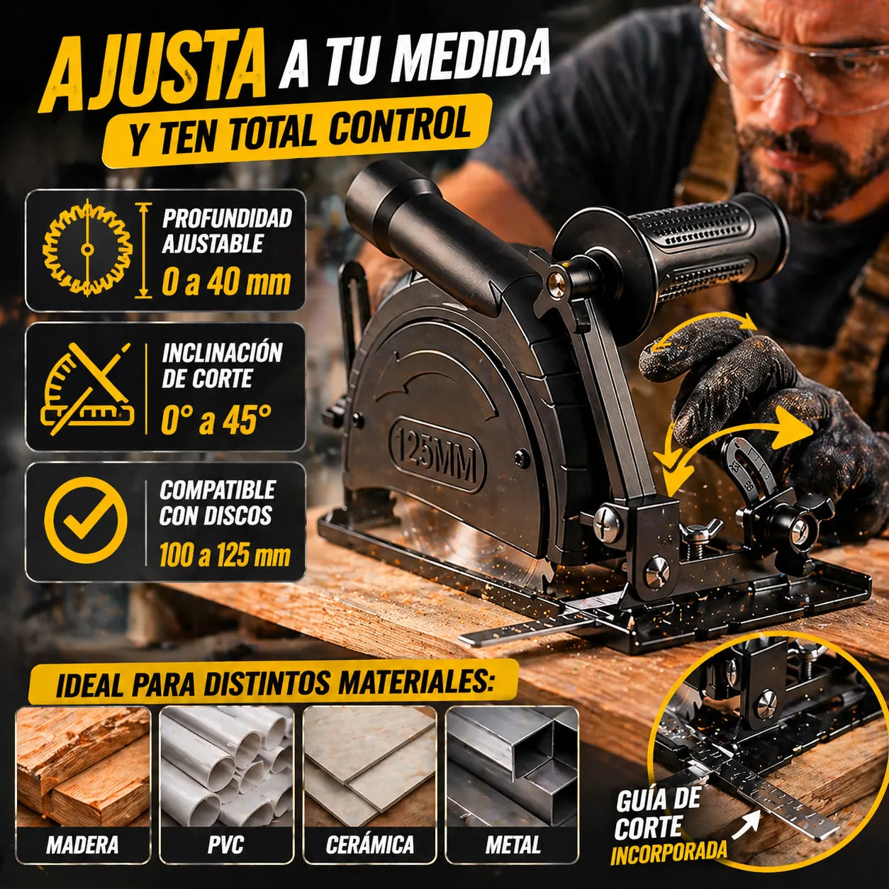 ADAPTADOR CUT PRO MAX™ Convierte tu esmeril en una sierra precisa y profesional