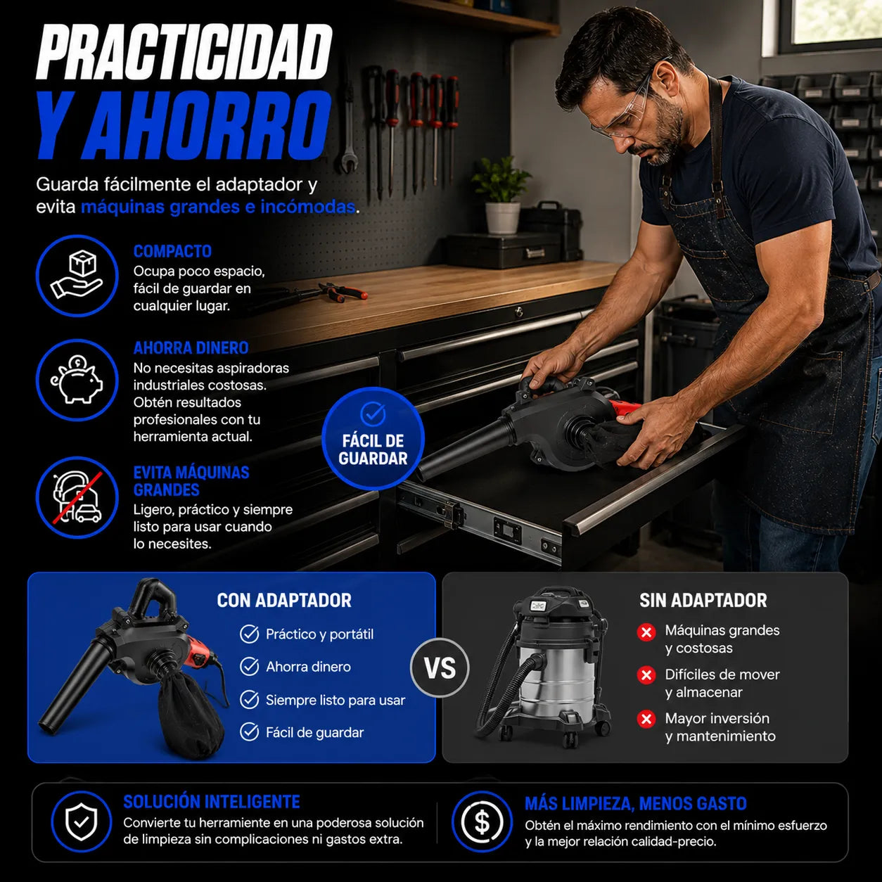 ADAPTADOR TURBO AIR  transforma tu esmeril en una potente aspiradora y sopladora profesional