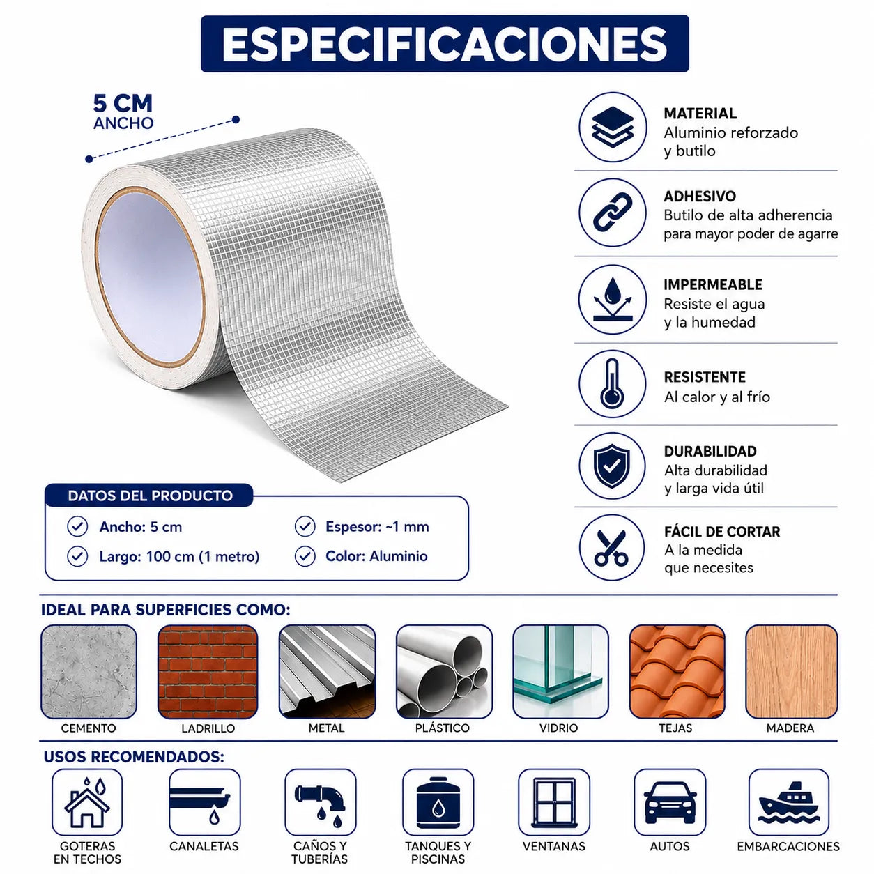 CINTA SELLADORA IMPERMEABLE - ELIMINA LAS GOTERAS Y FILTRACIONES AL INSTANTE