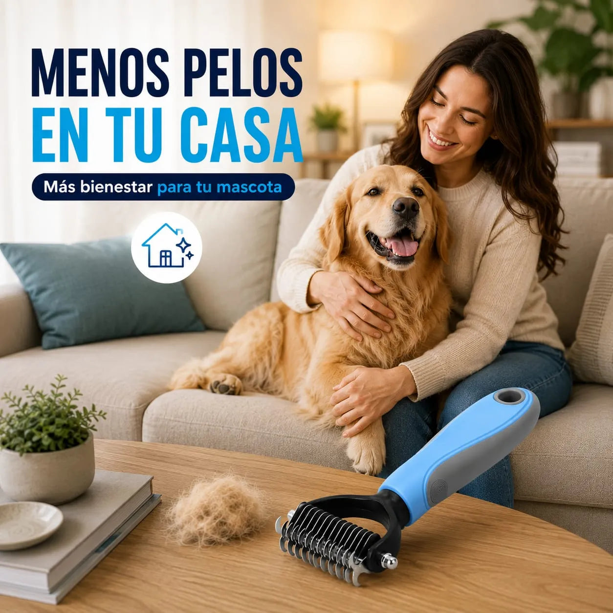 CEPILLO PET PRO elimina nudos de pelo de tu mascota, sin lastimarlo