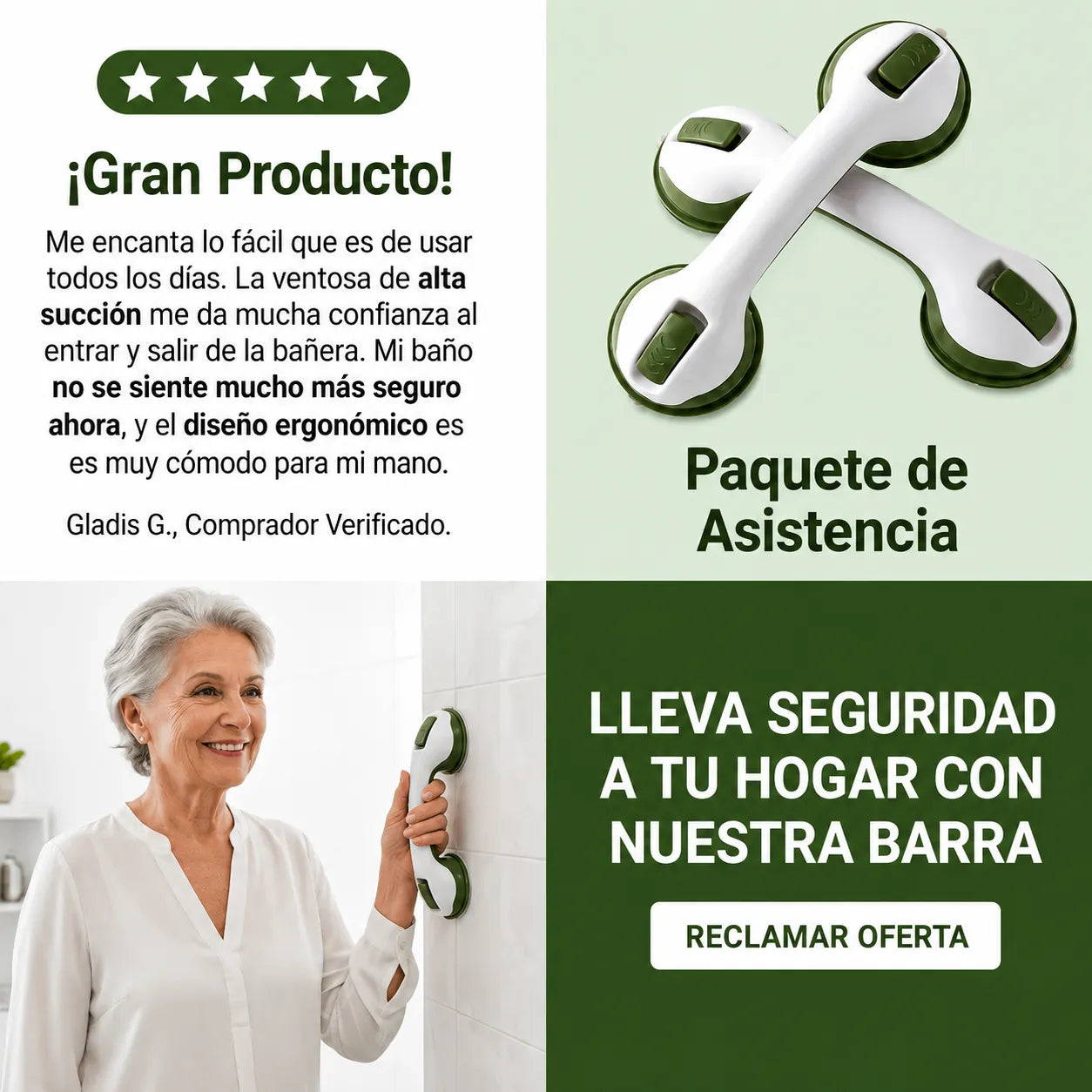 SOPORTE DE SEGURIDAD HELPING HANDLE™   Un punto de apoyo para tu baño