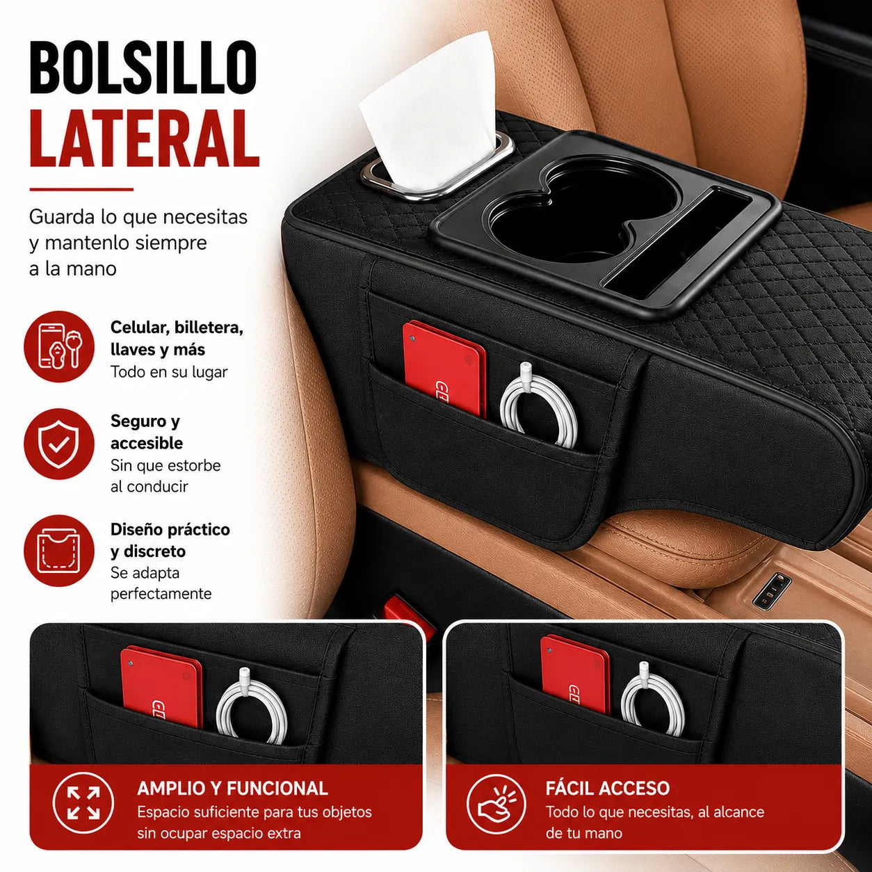 APOYABRAZOS PARA TU AUTO    Comodidad y orden en un solo lugar