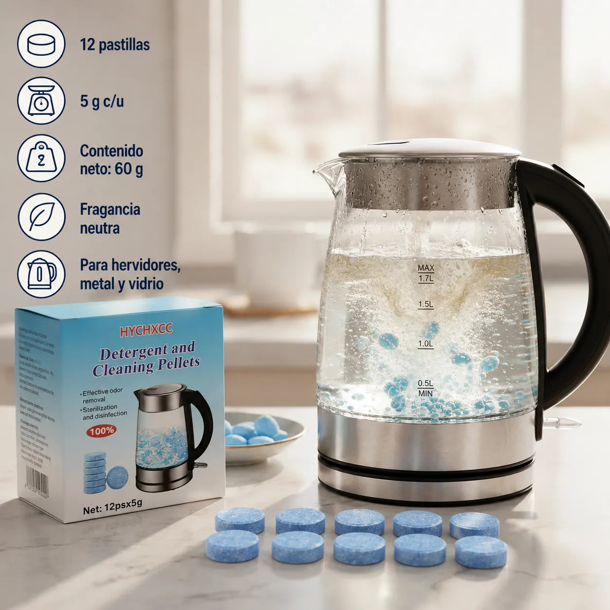 Pastillas SARRO CLEAN   Elimina el sarro de tu hervidor y toma agua limpia