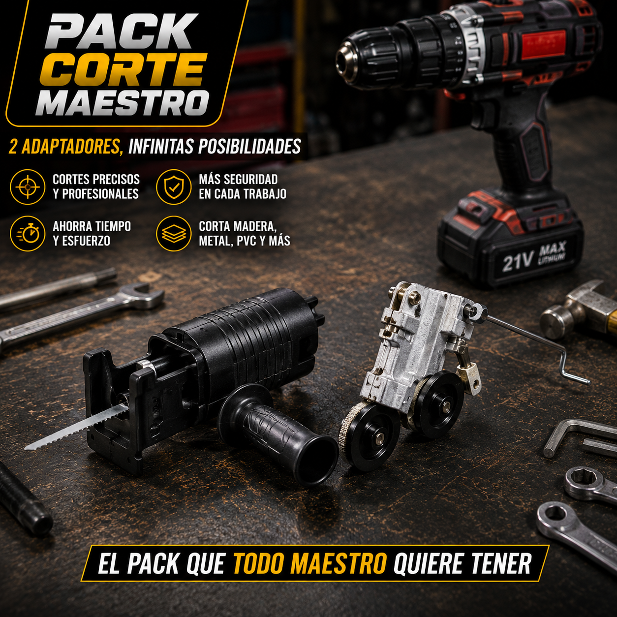 PACK CORTE MAESTRO Convierte tu taladro en una estación de corte rápida y precisa