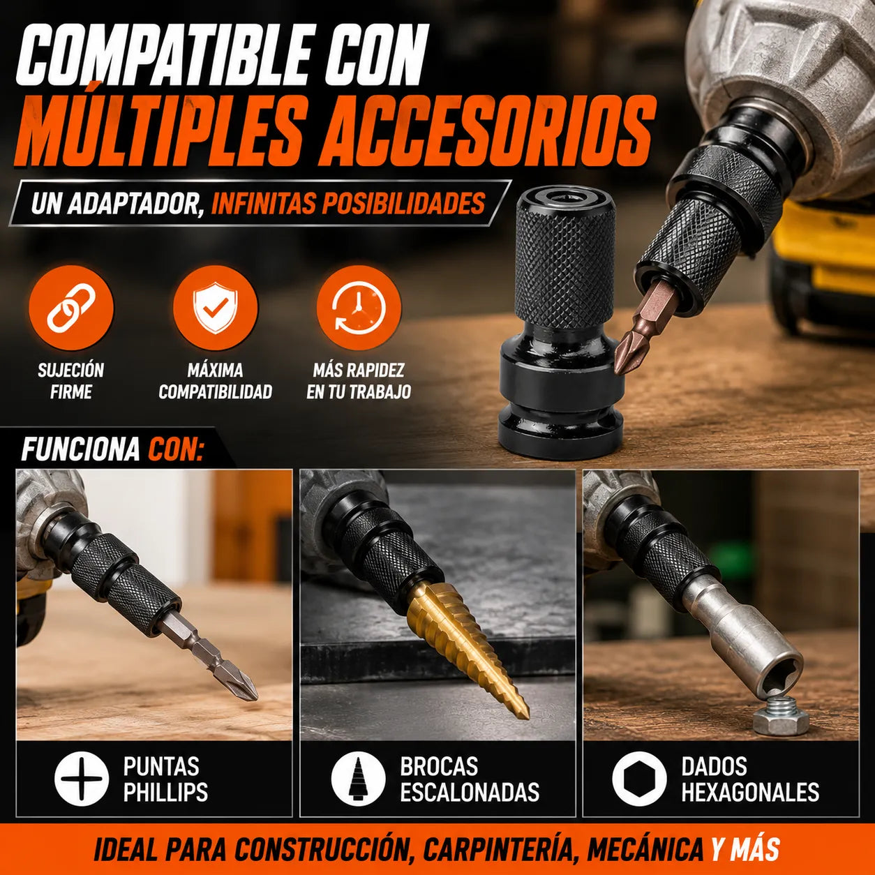 ADAPTADOR IMPACTO PRO   Convierte tu llave de impacto en una herramienta multifuncional