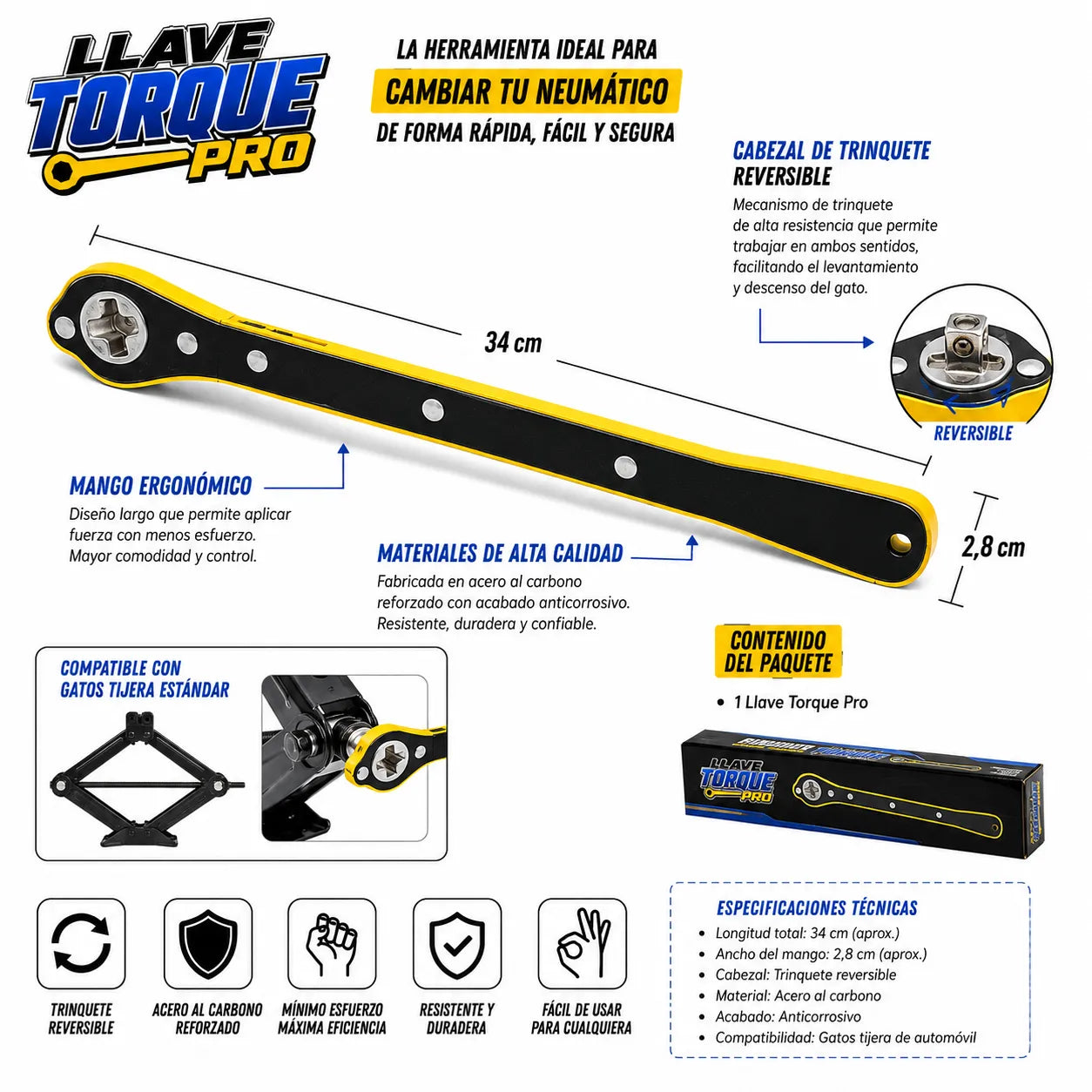 LLAVE TORQUE PRO   Convierte la gata hidráulica de tu auto en un sistema mucho más cómodo