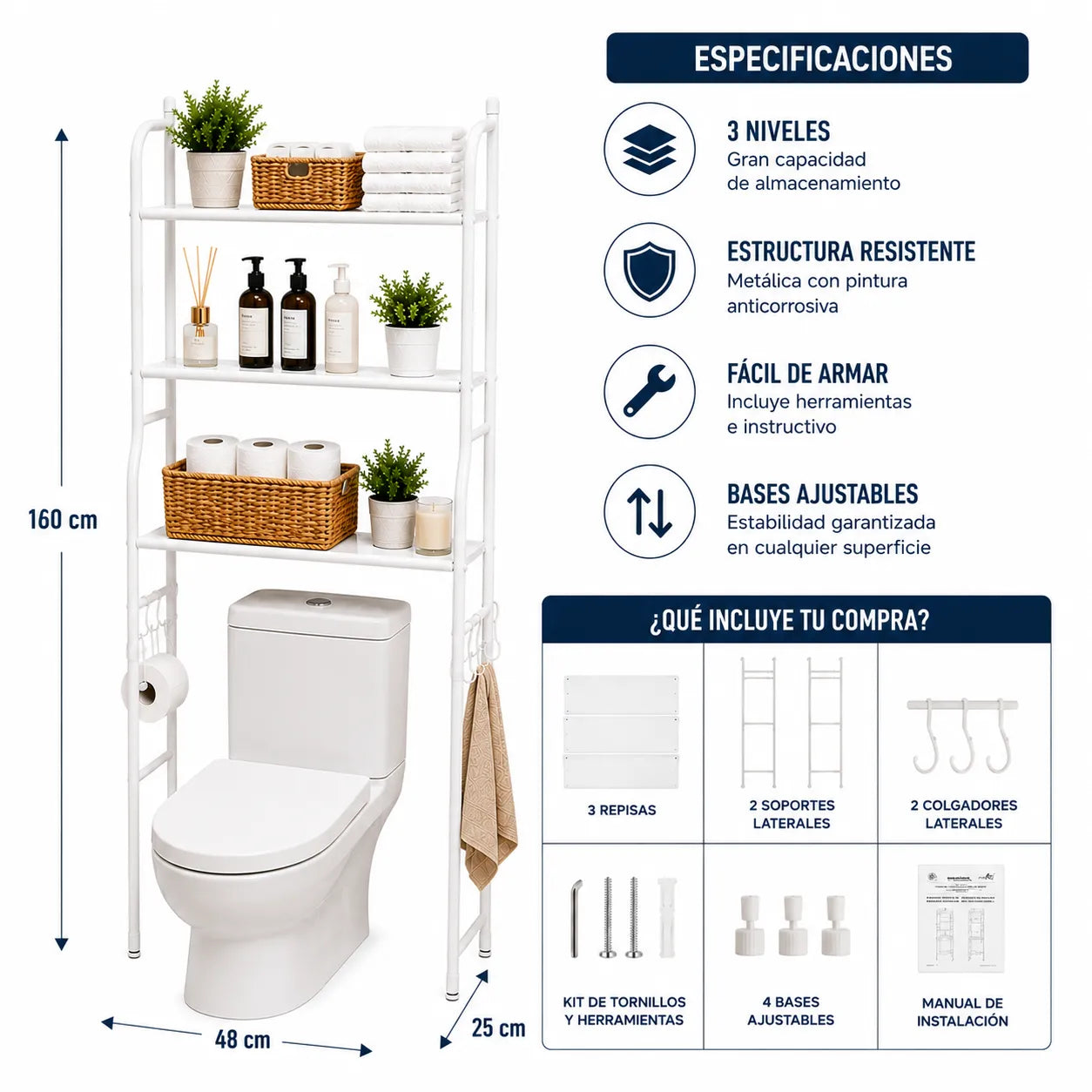 ESTANTERÍA HOGARPLUS - Más orden y espacio en baños pequeños