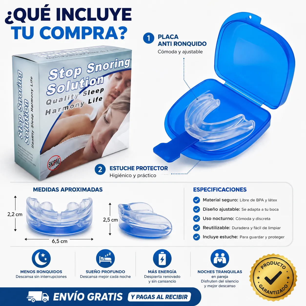 PLACA STOP SNORING El secreto para dormir feliz