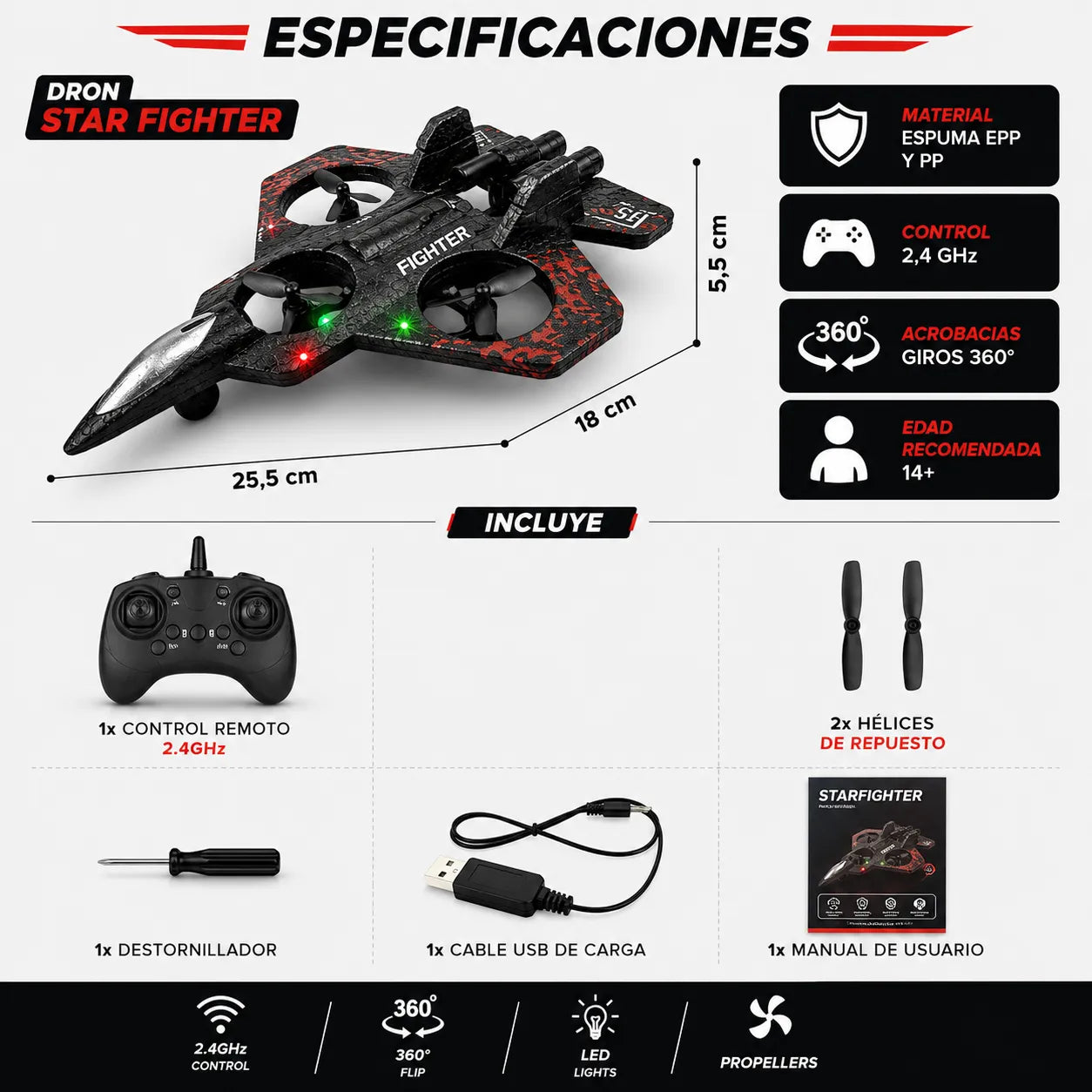 DRON STAR FIGHTER   Revive la emoción de volar y compártela con tu hijo