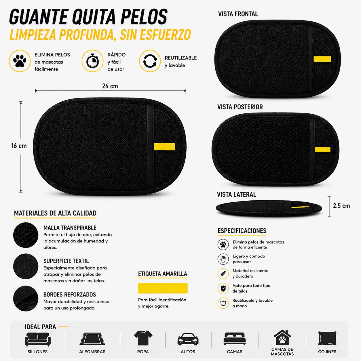 GUANTE PET CLEAN  Elimina pelo y masajea tu mascota al mismo tiempo