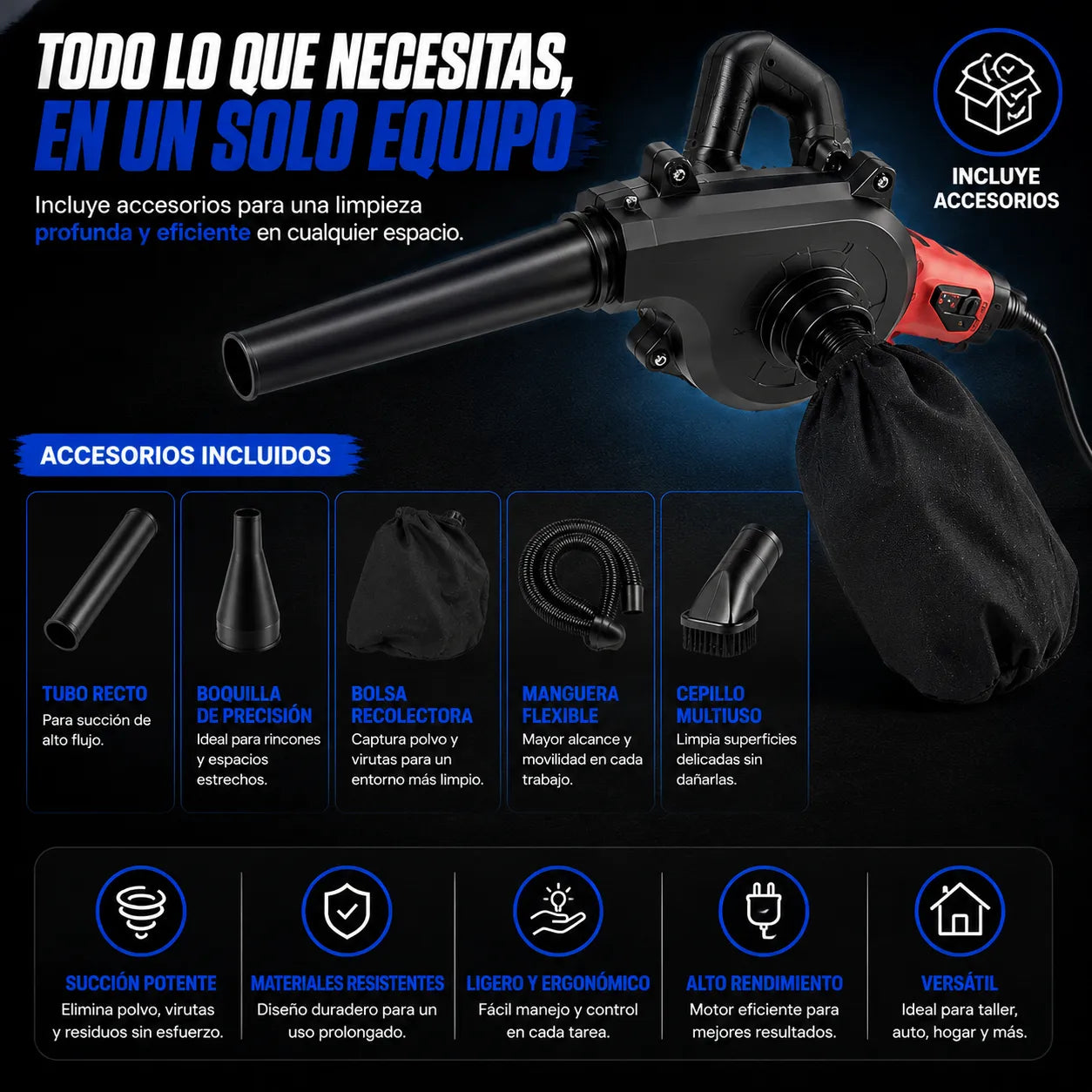 ADAPTADOR TURBO AIR  transforma tu esmeril en una potente aspiradora y sopladora profesional