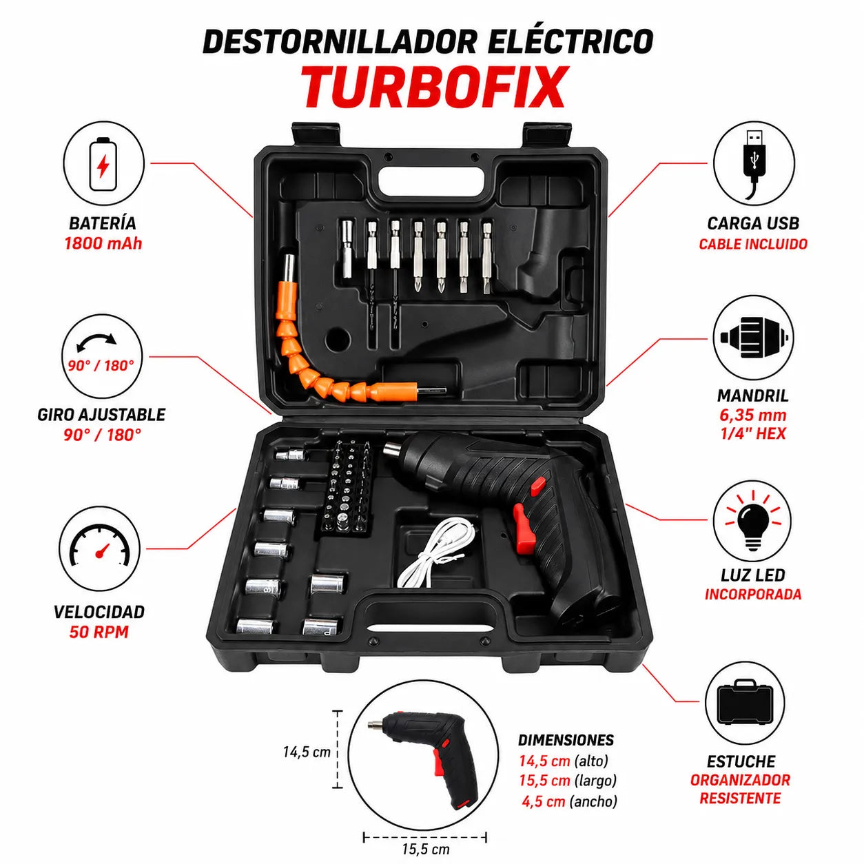DESATORNILLADOR ELECTRICO TURBOFIX   Facilita todas las reparaciones del hogar en minutos