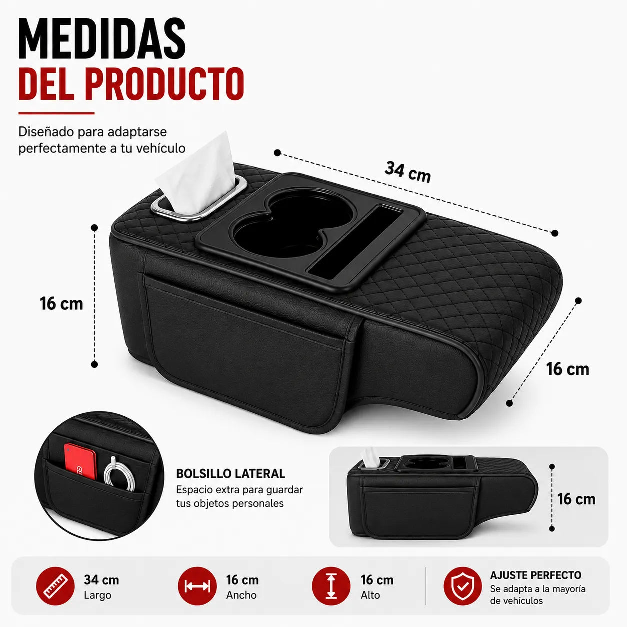 APOYABRAZOS PARA TU AUTO    Comodidad y orden en un solo lugar