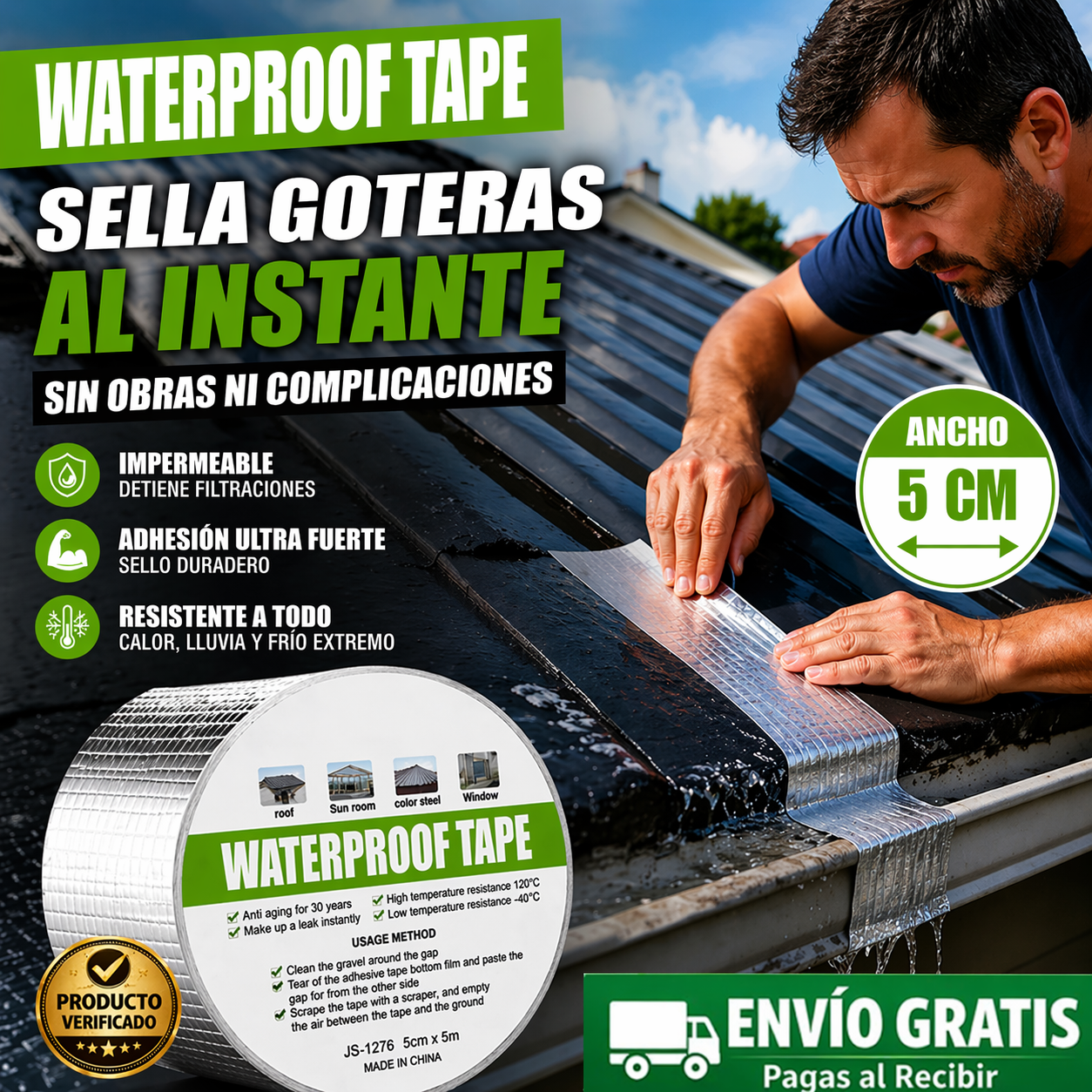 WATER PROOF TAPE Sella goteras al instante sin obras ni complicaciones