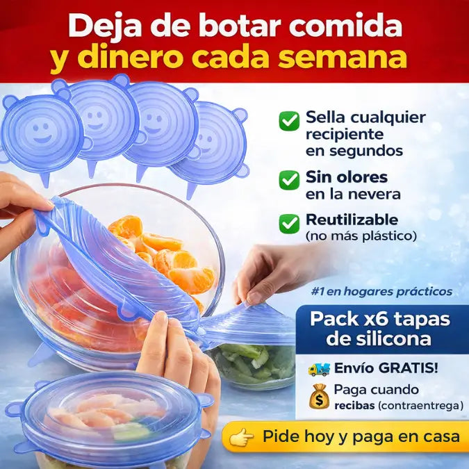 TAPA TODO™ Tapas de silicona selladoras de alimentos (Pack x6)