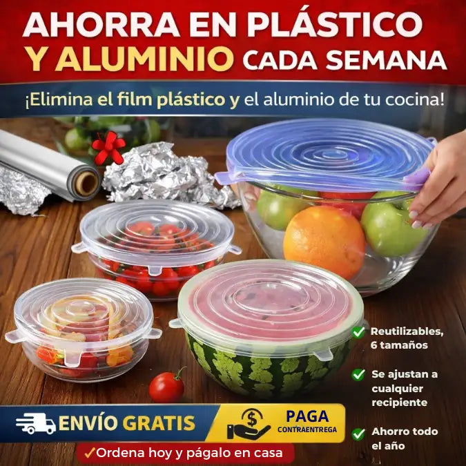 TAPA TODO™ Tapas de silicona selladoras de alimentos (Pack x6)