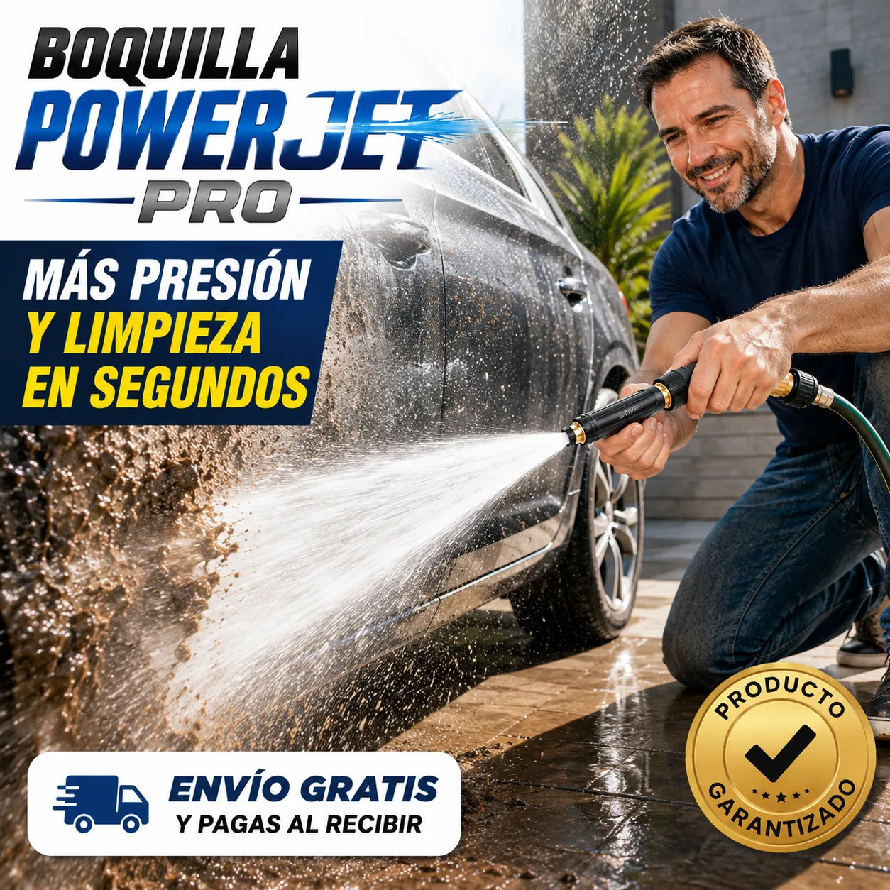 BOQUILLA POWERJET PRO Limpieza potente para patios, autos y jardín